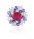 Ruby Red Ring with multi-coloured Brilliant Cut Astoraa™ Stones