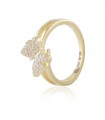 Two Line Golden Sparkling Butterfly Ring