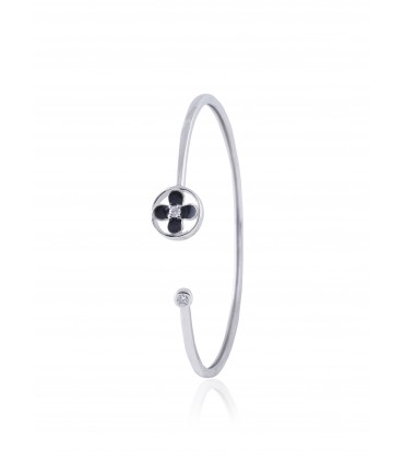 Round Blossom Twist Bracelet, Rhodium