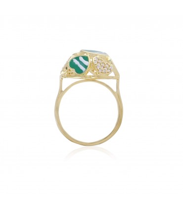 Sparkling Heart Green Cat-eye Ring