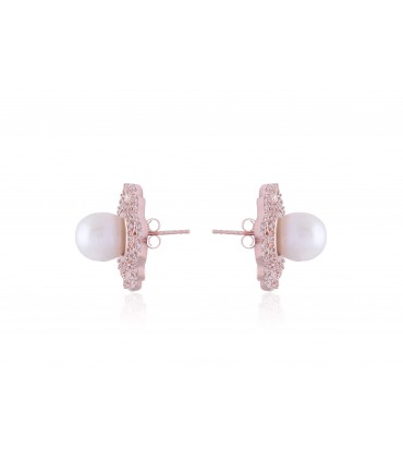 Delicate Filigree Flower Blossom Pearl- Rose