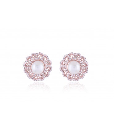 Delicate Filigree Flower Blossom Pearl- Rose