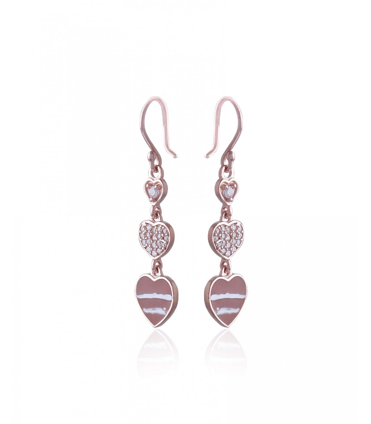 Sparkling Heart Rosē Tiger-eye Danglers
