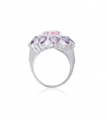 Argyle Pink Diamond Simulant ring with Amethyst and Diamond Cut Brilliant Astoraa™ Stones