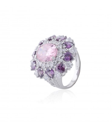 Argyle Pink Diamond Simulant ring with Amethyst and Diamond Cut Brilliant Astoraa™ Stones